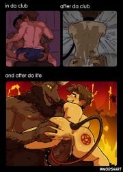 2boys abs all_fours anal anal_sex ass_grab big_dom_small_sub big_penis body_writing branding_mark club cum cum_in_ass cum_inside cumming daddy demon demon_horns dilf doggy_style english english_text erect_penis erection fire gay gay_anal gay_domination gay_male gay_sex height_difference hell homosexual huge_cock interracial interspecies kissing large_penis male male/male male_only modsa666 muscular muscular_male nightclub nude nude_male oc original original_character pecs penis satan_(christianity) sex size_difference tattoo text text_bubble thick_penis veiny_penis yaoi