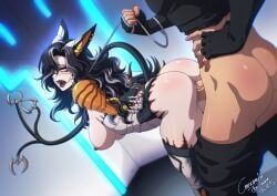 1boy animal_ears aroused big_breasts black_and_white_hair black_hair bondage breasts busty busty_female captured captured_villainess cat_ears cat_girl collar crescentia crescentia_fortuna curvaceous curvaceous_female curvaceous_figure curvy curvy_body curvy_female curvy_figure cyborg cyborg_girl defeated defeated_villainess doc_vivi_leandra doggy_style dominant_male faceless_male fangs female female_focus female_penetrated femsub forced from_behind from_behind_position fucked_silly hair_over_eye hair_over_one_eye horny horny_female huge_breasts indie_virtual_youtuber indie_vtuber insertion leash leash_and_collar leash_pull leashed_collar light_skin light_skinned_female light_skinned_male long_hair long_hair_female looking_pleasured mad_scientist male male/female male_penetrating male_penetrating_female maledom mind_break moaning moaning_in_pleasure nayuru nude nude_female nude_female_clothed_male open_mouth penetration penetration_from_behind penis penis_in_pussy rape raped restrained restrained_arms restraints scar scars scars_all_over scientist sex sharp_claws sharp_fingernails sharp_teeth slim_waist straight straight_sex submissive_female tail teeth teeth_showing thick_ass thick_hips thick_legs thick_thighs thighs tied_arms tied_hands tied_up unseen_male_face vagina vaginal_penetration vaginal_sex virtual_youtuber vtuber wide_hips yellow_eyes
