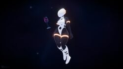 3d 3d_(artwork) artificer_(risk_of_rain) bare_legs bare_shoulders bare_thighs belly belly_button boob_window boots breasts faceless_female floating mask masked masked_female risk_of_rain risk_of_rain_2 space swimsuit thick_thighs thighs vyne wide_hips wine