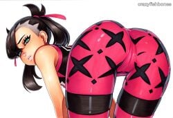 ai_generated ass asymmetrical_bangs black_hair crazyfishbones female looking_at_viewer marnie_(pokemon) pokemon pokemon_(game) pokemon_swsh solo