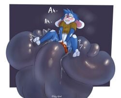 annelid anthro balls balls_deep balls_in_mouth between_breasts big_breasts blush bodily_fluids body_part_in_mouth breast_squish breasts cobalt_(olibur) curling_toes deep_throat dominant dominant_female dripping drooling duo feet fellatio female fucked_silly glistening glistening_body held_up hi_res huge_breasts lagomorph larger_female leech leporid lifting_partner looking_pleasured male male/female mammal oliburgob oral oral_penetration penetration penile rabbit saliva saliva_drip saliva_on_face saliva_string sex size_difference smaller_male squish sucking sweat