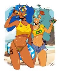 bikini blue_hair brazilian_miku clothing cyan_hair female female_focus female_only hatsune_miku mr_mapache skinny skinny_girl tanned tanned_girl vocaloid