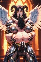 1futa ai_generated balls carrying cum cum_in_pussy cum_inside dickgirl dustyfutaai equine_penis fantasy female fucked_from_behind furry futa_on_female futanari horn horsecock huge_balls huge_cock intersex large_insertion nun penis sex vaginal_penetration wings