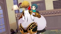 2girls 3d aigis_(persona) android animated ass atlus big_butt blonde_hair breasts hose_inflation hyper hyper_breasts hyper_lips jinvin koikatsu lip_expansion lip_inflation lips megami_tensei persona persona_3 red_lips sound tagme video yamagishi_fuuka