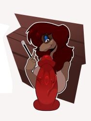 big_breasts big_penis big_titties breasts brown_fur canine canis character_request dog_girl female female_focus female_only furry furry_female long_hair looking_at_viewer mr_mapache penis red_hair