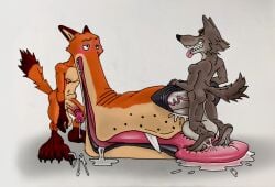 anthro big_balls big_feet big_nose big_penis bodily_fluids canid canine canis claws cum cum_in_nose cum_inside disney dreamworks drooling duo erection feet foot_fetish foot_lick foot_play fox fur genital_fluids genitals green_eyes gross hi_res huge_balls huge_cock huge_feet humanoid_genitalia hyper hyper_feet hyper_snout licking lips male male/male mammal mr._wolf_(the_bad_guys) nick_wilde oral orange_body orange_fur saliva sex snout_fuck solo surprise the_bad_guys thick_lips thyusername toe_claws tongue tongue_on_balls tongue_on_foot tongue_on_paw tongue_out what_the_fuck why wolf zootopia