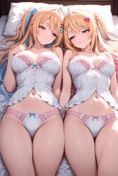 100_kanojo 2girls ai_generated best_friends best_girl blonde_hair blue_eyes gyaru kedarui_aashii keikenzumi_na_kimi_to,_keiken_zero_na_ore_ga,_otsukiai_suru_hanashi kimi_no_koto_ga_dai_dai_dai_dai_daisuki_na_100-nin_no_kanojo lingerie red_eyeshadow rosas shirakawa_runa tagme tagme_(artist) the_100_girlfriends_who_really_really_really_really_really_love_you