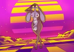 absurd_res adjusting_eyewear anthro areola balls big_balls big_balls_small_penis big_ears breasts colorful_background curvy_figure digital_media_(artwork) disproportionate_genitalia eyewear flaccid foreskin fur futanari genitals glasses gynomorph hi_res hourglass_figure huge_balls humanoid_genitalia humanoid_penis inal intersex lagomorph leporid long_ears long_foreskin looking_at_viewer male mammal nipples nude penis pink_areola pose presenting rabbit small_penis smile smirk solo sunglasses synthwave tinted_eyewear umbraunderscore uncircumcised unretracted_foreskin