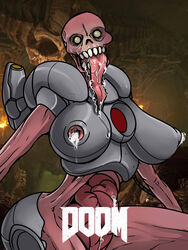 1girls armed cum cyborg demon demon_girl doom krekk0v monster monster_girl nightmare_waifu nipple_fuck nipple_penetration revenant_(doom) skull tagme undead undead_cyborg