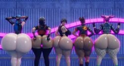 3d 5girls ass_focus ctgiantess huge_ass looking_back tagme