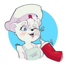 bear_girl bimbo_(bakery) bimbo_bear blue_eyes cum_in_face cum_inside curvaceous curvaceous_female curvaceous_figure curvy curvy_figure female female_focus female_only grupo_bimbo looking_at_viewer mr_mapache rubber white_fur