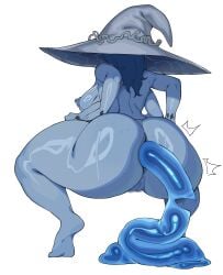 asolhoe blue_skin demigoddess elden_ring fromsoftware huge_ass ranni_the_witch scat shit shitting squatting witch