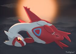 absurd_res anus blush blush_lines bodily_fluids claws covering covering_face female feral fiendingcat fur generation_3_pokemon genital_fluids genitals glowing glowing_eyes hi_res latias legendary_pokemon looking_at_viewer lying nervous nintendo on_side pokemon pokemon_(species) presenting presenting_pussy pussy red_body red_fur shy solo spread_pussy spreading sunset sweat sweatdrop vaginal_fluids white_body white_fur