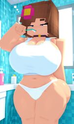 1female 1girl 1girls ai_generated bathroom big_ass big_breasts blue_eyes bra fapcraft female female_focus female_only girl jenny_belle_(slipperyt) minecraft morning panties solo solo_female underwear voluptuous voluptuous_female white_panties white_underwear xoma4ek