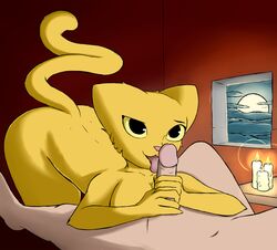 4_fingers candle duo feline female fur human khajiit kierus licking male mammal nude oral penis penis_lick prequel sex the_elder_scrolls tongue tongue_out video_games yellow_eyes yellow_fur