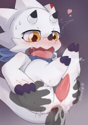 a_midnight_cat anal anthro bandai_namco blush bodily_fluids cum cum_in_ass cum_inside cum_while_penetrated digimon digimon_(species) duo erection gammamon genital_fluids genitals hi_res horn male male/male male_penetrated male_penetrating male_penetrating_male orgasm penetration penis scalie sex white_body