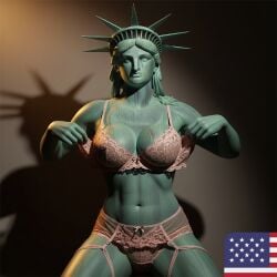 3d 3d_(artwork) ai ai_art ai_assisted ai_generated emoji flag flirting french french_female green_body lady_liberty lewd lingerie rule34 rule_34 statue statue_of_liberty strip stripping tagme united_states_of_america usa