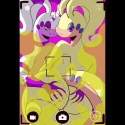 2021 2d 2d_(artwork) 2d_artwork 2girls anthro aroused ass big_ass big_butt brap color dragon fart fart_cloud fart_fetish fat_ass female female_dragon furry furry_female game_freak gassy generation_6_pokemon goo goodra grabbing_ass horns lesbian lily_(salazzie) nintendo phone_screen pokemon pokemon_(species) purple_eyes relief reptile scalie scalie_female slime smile tail taking_picture thick_thighs thighs ukiyo_(salazzie) video_games wide_hips yellow_eyes yuri
