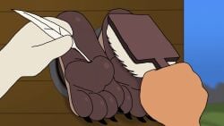 animated anthro bondage bondage bound canid canine canis cowboyrut curling_toes feet foot_fetish group helpless male mammal paws tickle_fetish tickle_torture tickling tickling_feet weston wolf