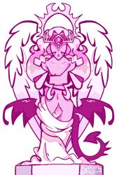 alternate_version_available angel angel_wings bonespicule cookie cookie_run cookie_run_kingdom crown demon demon_tail demon_wings eternal_sugar_cookie female female_focus female_only halo humanoid long_hair multiple_images pink_body pink_eyes pink_hair self_upload solo solo_female solo_focus statue transparent_background