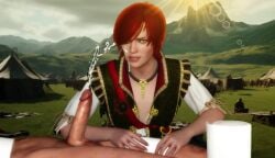 3d cd_projekt_red clothing cum cum_on_face cumshot female freckles light-skinned_female light-skinned_male looking_at_viewer male mascara necklace penis ratounador red_hair shani short_hair the_witcher_(series) the_witcher_3:_wild_hunt