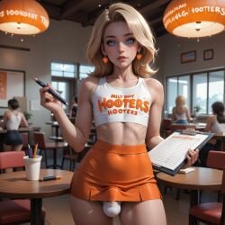 ai_generated blonde_hair blue_eyes bulge femboy futanari hooters intersex lacrinar male