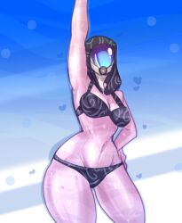 alien_girl bra breasts helmet hood mask mass_effect monty_smug panties purple_skin quarian wide_hips