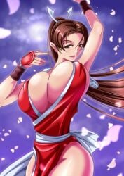 breasts brown_eyes brown_hair ema ema_(emaura) fatal_fury female huge_breasts mai_shiranui ponytail shiranui_mai snk the_king_of_fighters
