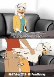 absurd_res anatid anseriform anthro arm_pull arms_held avian beagle beagle_boys beak bird breasts canid canine canis casting_couch clothing della_duck dialogue digital_media_(artwork) disney doggy_style domestic_dog duck ducktales ducktales_(2017) duo english_text female from_behind_position furniture hair hi_res hidden_face hunting_dog jorge-the-wolfdog male male/female male_penetrating mammal nipples nude penetration pornography prison_guard_position scent_hound sex sitting smile sofa text thick_thighs