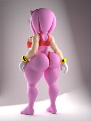 amy_rose bubble_butt curvy_figure magnetvox red_thong sonic_(series) sports_bra voluptuous_female