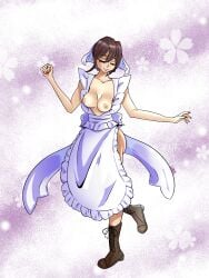 100_kanojo 1girls apron apron_only boots breasts breasts breasts_out brown_hair closed_eyes frills kimi_no_koto_ga_dai_dai_dai_dai_daisuki_na_100-nin_no_kanojo lfam maid meido_mei naked_apron nipples self_upload tagme the_100_girlfriends_who_really_really_really_really_really_love_you tits_out