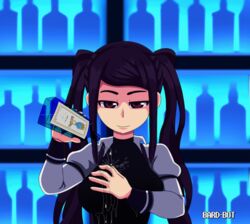 1girls animated bard-bot big_breasts bombay_sapphire breast_grab breasts cleavage female female_only julianne_stingray large_breasts looking_at_viewer solo va-11_hall-a wet