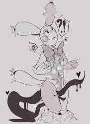 1boy black_tentacles boy dandy's_world gay grey_background heart heart_symbol looey_(dandy's_world) male male_only non-human notnever penis roblox roblox_game tail tentacle trembling yaoi