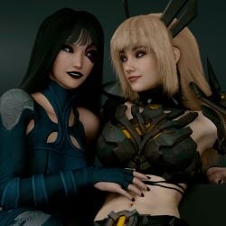 2girls 3d breasts curvaceous curvy curvy_figure elizabeth_braddock female geek_gump hips illyana_rasputin magik_(illyana_rasputin) magik_(marvel_rivals) marvel marvel_comics marvel_rivals mature mature_female mutant mutant_(marvel) psylocke psylocke_(marvel_rivals) slim_waist thick thick_hips thick_legs thick_thighs thighs voluptuous waist wide_hips x-men