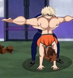 1boy 1boy1girl 1girls 2025 2d ass_grab barefoot big_ass big_breasts blonde_hair boku_no_hero_academia breasts brown_hair eating_pussy edit feet katsuki_bakugou licking licking_pussy maledom my_hero_academia netorare ochako_uraraka public public_sex pussy tied_up tongue_fucking u.a._cheerleader_outfit upside-down