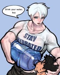 1girls abs ayaki777 bigger_female female mommy muscle_girl muscle_mommy muscles muscular muscular_female oc original_character taller_female taller_girl tomboy white_hair