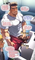 age_difference balls bara big_balls big_dom_small_sub big_penis clothing coach cock_hungry comic daddy dilf english english_text erect_penis erection excited facial_hair gakuran gay height_difference horny huge_cock imminent_sex izukonohito large_penis male male/male male_focus male_only masculine_male mature_male muscular muscular_male older_dom_younger_sub pe_teacher penis school_boy school_uniform schoolboy schoolboy_uniform seductive seductive_look seductive_smile size_difference student student-teacher student_and_teacher teacher teacher/student teacher_and_student text text_bubble thick_penis tight_clothing toilet uncensored urinal veiny_penis yaoi