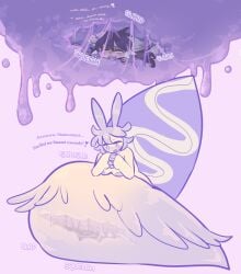 absurd_res anthro canid canine digestion female femboy fox gastropod heart_symbol hi_res internal looking_pleasured male male/female mammal mollusk nympholingdraws slime slime_girl snail soft_vore vore