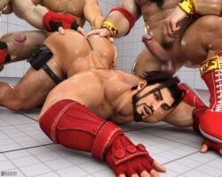 3d 3d_(artwork) 4boys arm_hair artist_name ass ass_grab ass_up balls bara biceps capcom censored censored_penis chest_hair erection gay hairy_ass ken_masters leg_hair legs male male_focus male_only mosaic_censoring muscular muscular_arms muscular_chest muscular_male muscular_thighs naked nipples nude pecs penis pubic_hair rashid ryu_(street_fighter) street_fighter street_fighter_6 thighs yaoi zangief zireael