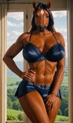 ai_generated aicabron anthro busty equine fit furry futanari futanari horse muscled penis_bulge penis_under_clothes satin satin_lingerie