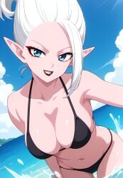 1girls ai_generated arinsu big_breasts big_tits bikini black_bikini blue_eyes bra breasts brown_lipstick cute cute_eyes cute_face cute_female cute_smile dr._arinsu dragon_ball dragon_ball_daima dragon_ball_super dragon_ball_z eyeliner female female_focus female_only glind huge_breasts huge_tits ia_art_zl_(artist) lipstick makeup pink_body pink_skin pink_skinned_female red_eyeliner sea selfie tits white_hair white_hair_female