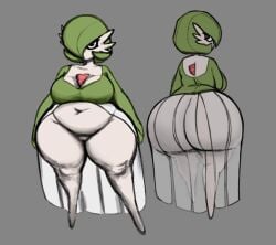 1girls big_belly bottom_heavy chompsky chubby from_behind gardevoir glaring huge_ass pokemon pokemon_(species) tagme thick_thighs wide_hips
