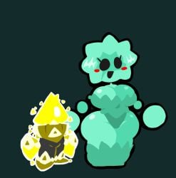 big_ass big_breasts green_skin happy jsab just_shapes_and_beats moyopoto3 plant_(jsab) smaller_male thick_thighs triangle_(jsab) triangle_head