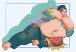 1girls 2022 2d 2d_(artwork) 999 abstract_background alternate_body_size alternate_breast_size arm_on_breast arm_support bare_belly bare_midriff barely_contained_breasts bbw bell_bottoms_(pants) bellbottoms belly belly_overhang big_belly big_breasts black_hair black_hair_female blue_crop_top blue_pants bracelet braided_hair breast_rest breasts_on_belly closed_mouth closed_mouth_smile color colored crop_top deep_navel deep_skin digital_media_(artwork) double_chin dreadlocks drop_shadow english_text enormous_breasts fat fat_belly fat_breasts fat_face fat_female fat_hands fat_legs fat_thighs female female_focus female_only flabby_belly front_view full_body gigantic_belly gigantic_breasts gold_bracelet gold_footwear gold_jewelry gold_sandals hair_ornament hand_on_breast hand_on_head hand_on_own_breast hi_res high_resolution highres holding_breast holding_own_breast huge_belly huge_breasts hyper hyper_breasts jewelry laying_down laying_on_side light-skinned_female light_skin long_hair long_hair_female looking_to_the_side looking_up lotus_(zero_escape) love_handles lying_down lying_on_side moon moon_(ornament) morbidly_obese morbidly_obese_female muffin_top navel nine_hours_nine_persons_nine_doors obese obese_female overweight overweight_female pants partially_clothed pinup pinup_pose posing red_shawl sandals shaded shawl side_braid side_braids sizemologist smile smiling solo spike_chunsoft ssbbw star_(symbol) text thick thick_thighs thunder_thighs tied_hair tied_shirt twitter_username video_game_character video_games white_border wide_hipped_female wide_hips wide_thighs yellow_footwear yellow_sandals zero_escape