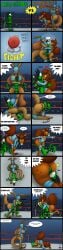 1boy 1femboy 1girls asscheeks begging_for_help begging_for_mercy bell bell_ringing blowing_kiss breast_squeeze breasts brown_body brown_hair cameron_(skunkdude13) canine chair closed_eyes colored comic comic_panel dialogue dog_boy eyelashes eyeshadow facesitting flexing flexing_bicep furry furry_female furry_male green_body hips hips_wider_than_shoulders jamearts kangaroo kangaroo_ears kangaroo_girl kangaroo_tail kiss_mark kissing large_ass large_breasts lizard lizardman mask masked_female muscles muscular muscular_female panels red_eyes sandwiched scalie scalie_male shocked shocked_expression sitting_on_lap skunkdude13 smothering stinkface tail wide_hips wrestler wrestling wrestling_mask wrestling_move wrestling_outfit wrestling_ring yellow_eyeshadow yellow_lips yellow_lipstick