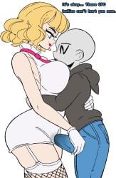 1boy 1girls anon ass breast_press breasts bulge english_text erection_under_clothes face_in_breasts from_behind hoodie hug huge_breasts hugging hugging_another imminent_sex jeans one_piece post-timeskip precum precum_drip precum_stain precum_through_clothing self_upload simple_background size_difference straight stussy_(one_piece) tagme text thick_thighs unepicroachy wholesome wip y/n