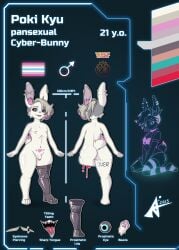 absurd_res anthro aristar cybernetic_eye cybernetic_limb cybernetics female genitals hi_res holographic machine male male/female model_sheet nipple_piercing nipples pawpads penis piercing solo