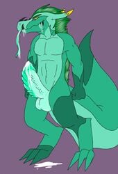 1boy anthro balls cum dragon drooling jordanwolfie male male_only penis saliva scalie solo vein veiny_penis