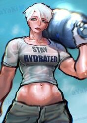 1girls abs ayaki777 bigger_female female mommy muscle_girl muscle_mommy muscles muscular muscular_female oc original_character taller_female taller_girl tomboy white_hair