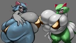 2girls gipehtyboon huge_breasts kirlia pokemon shiny_pokemon tagme